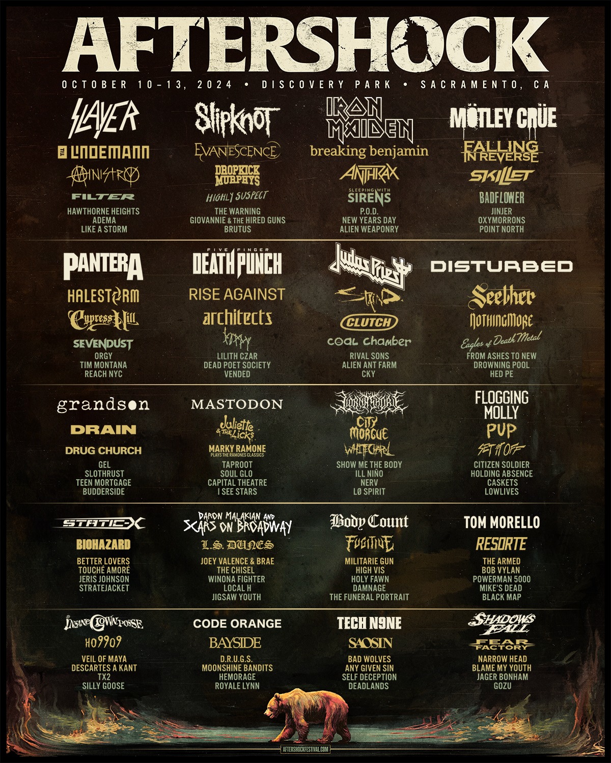 Iron Maiden, Judas Priest, Slayer, Mötley Crüe, Pantera y Slipknot