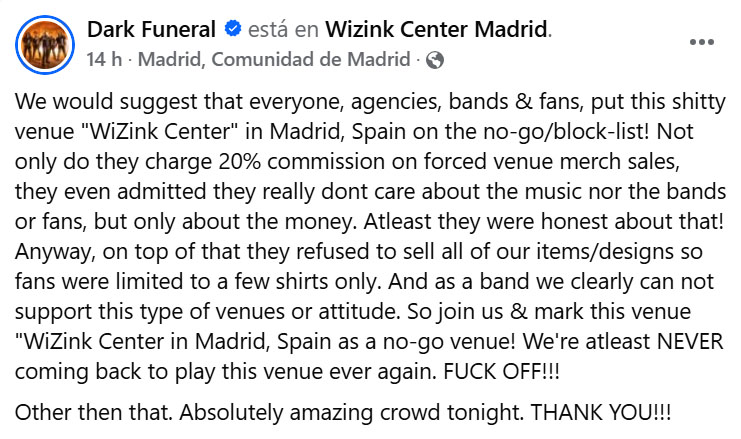 dark funeral - wizink center