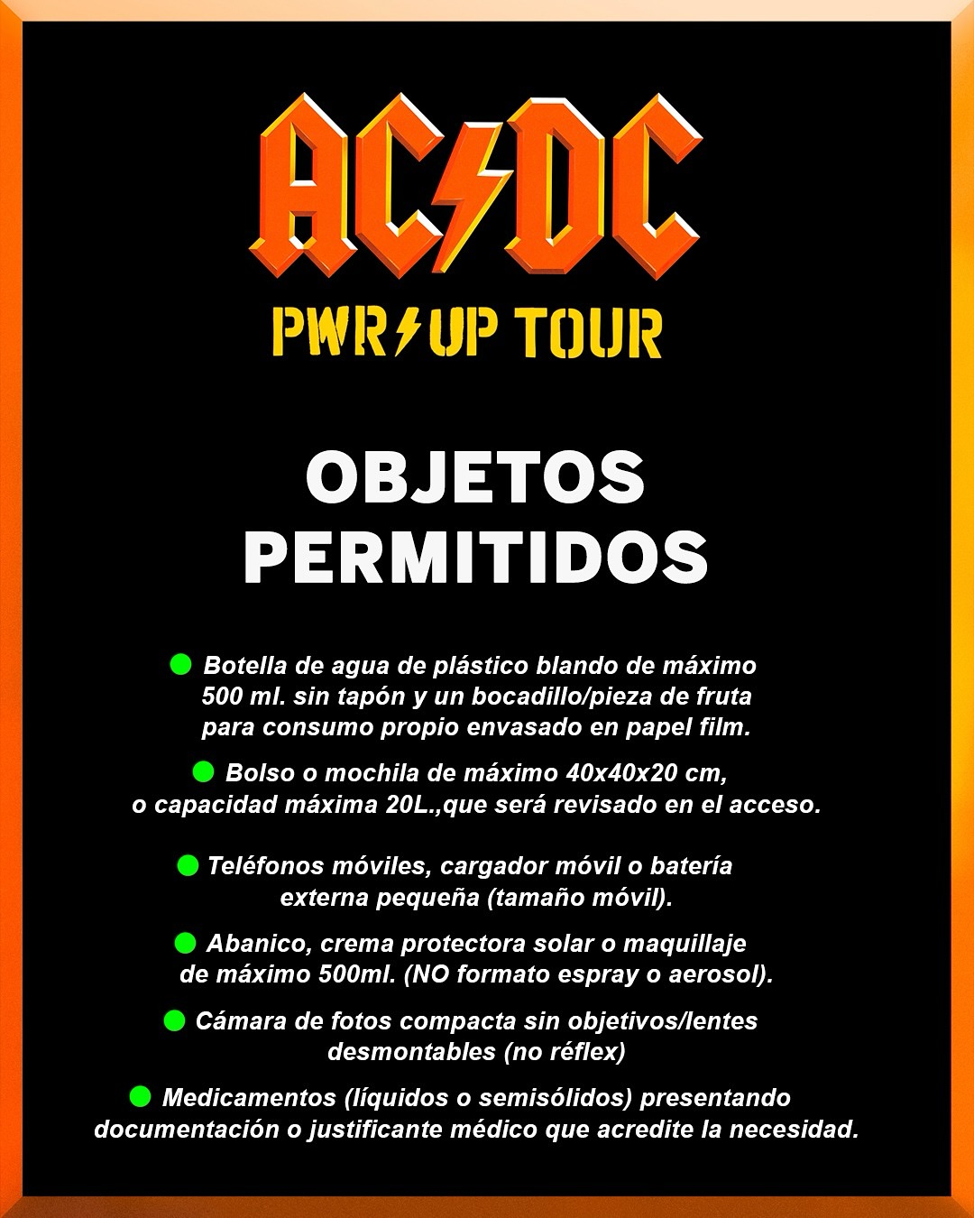 acdc - objetos permitidos