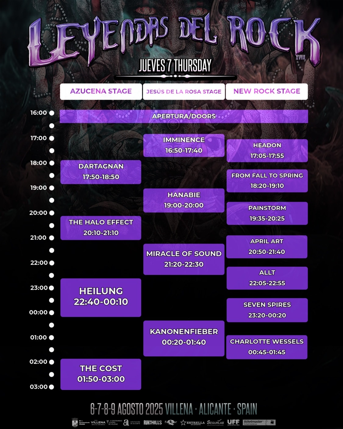 leyendas del rock 2025 horarios 7 de agosto