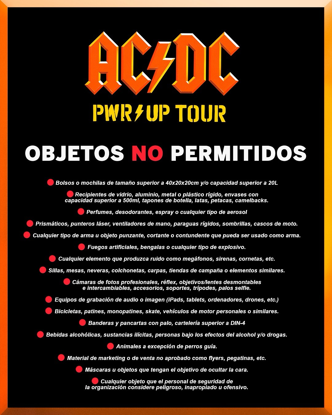 objetos no permitidos