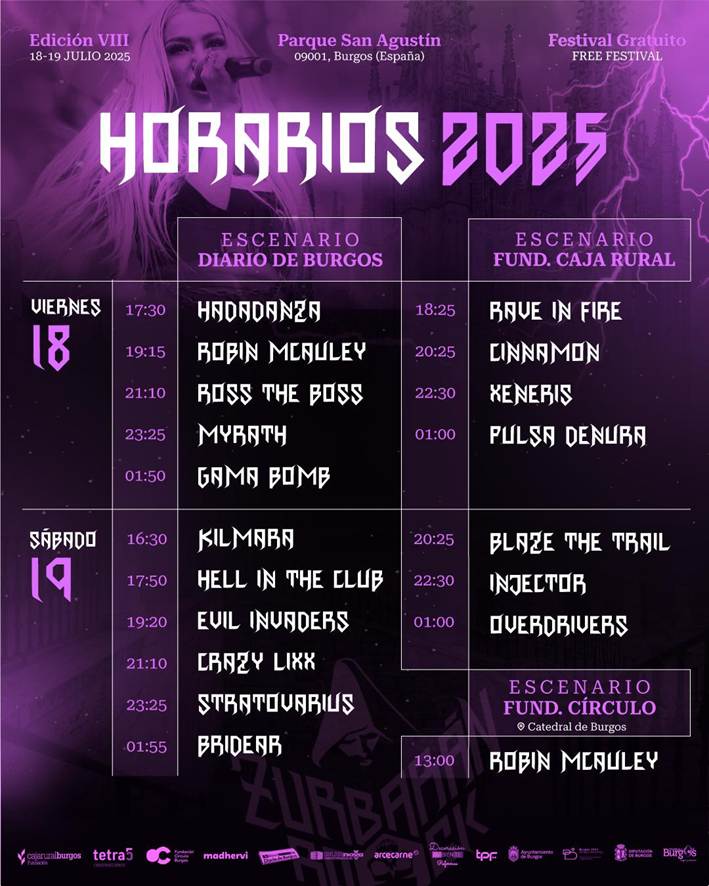zurbarán rock burgos 2025 - horarios
