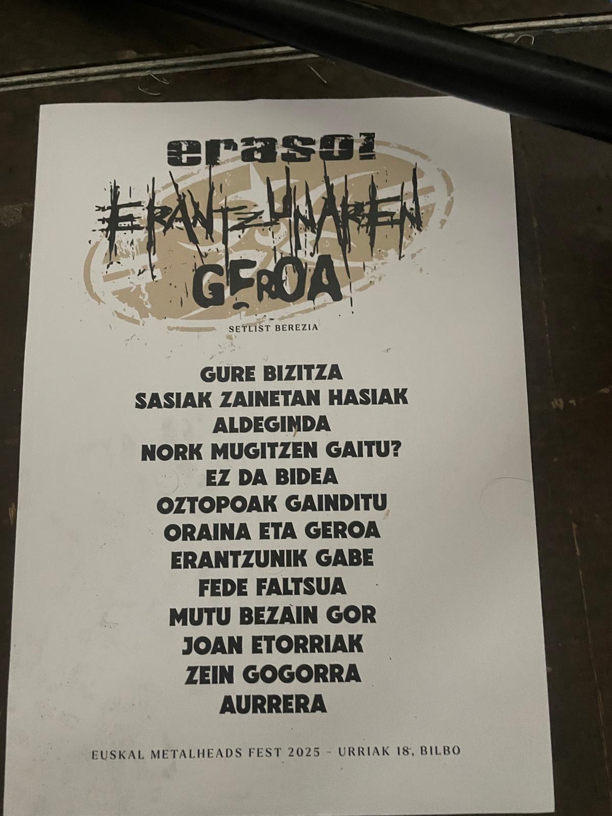 eraso - setlist euskal metalheads fest