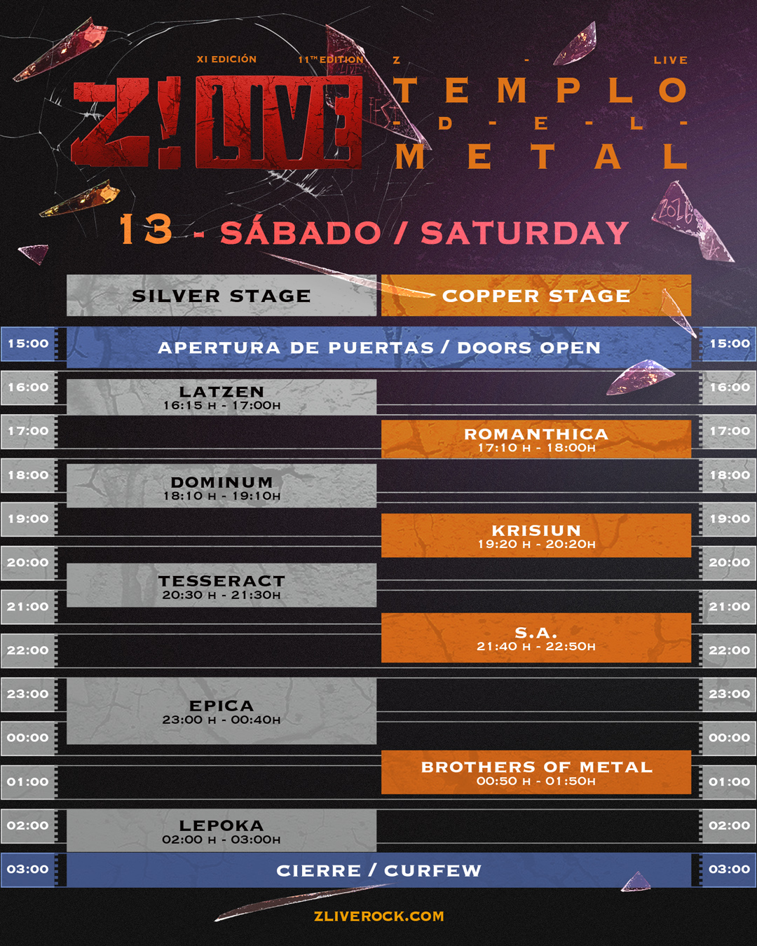 z live 2026 sábado