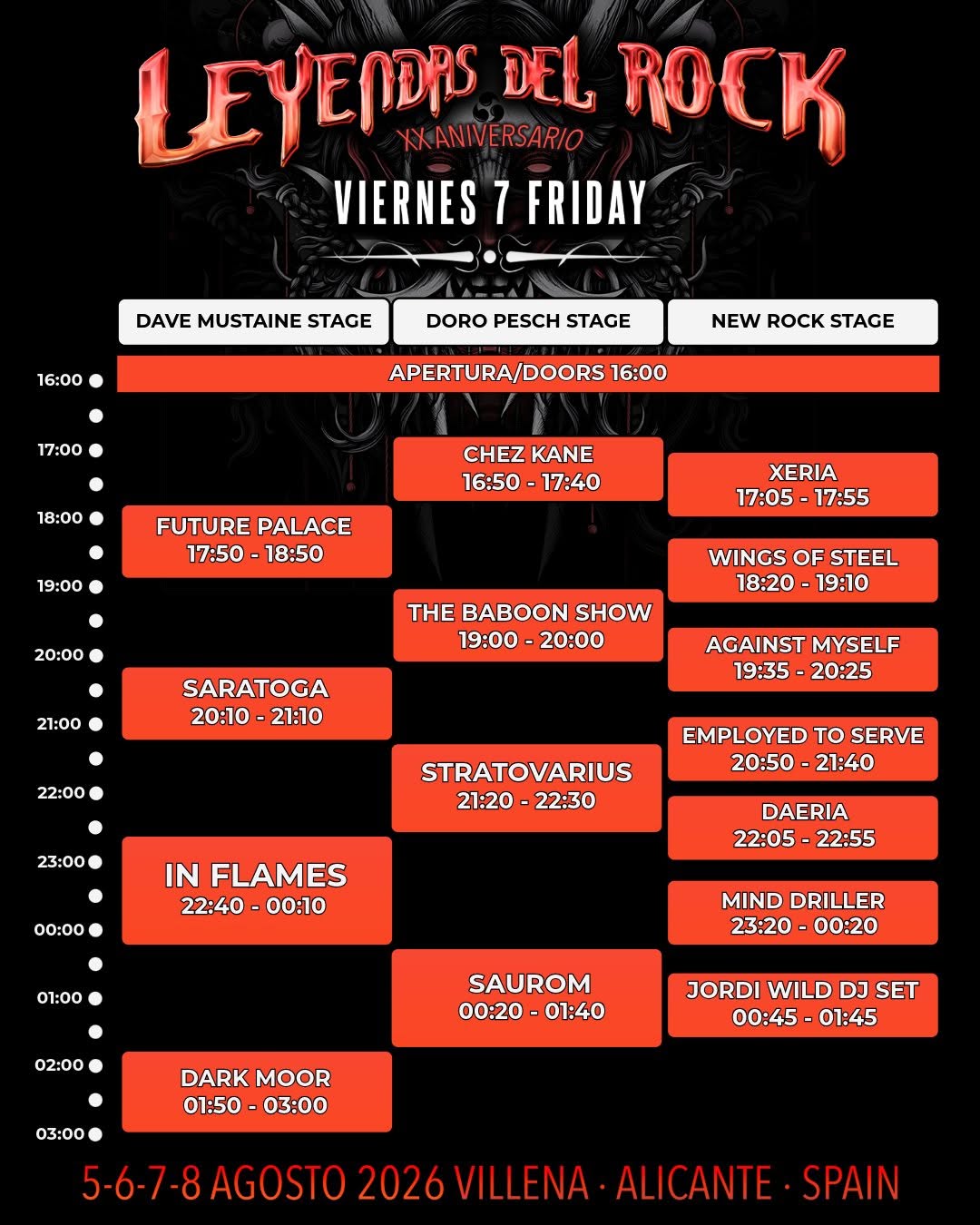 leyendas del rock 2026 - viernes 7 de agosto
